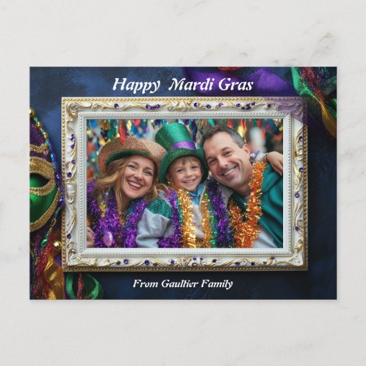 Aangepaste foto💚💜💛 Mardi Gras Magic Briefkaart (Voorkant)
