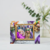 Aangepaste foto💚💜💛 Mardi Gras Magic Briefkaart (Staand voorkant)