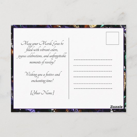 Aangepaste foto💚💜💛 Mardi Gras Magic Briefkaart (Achterkant)