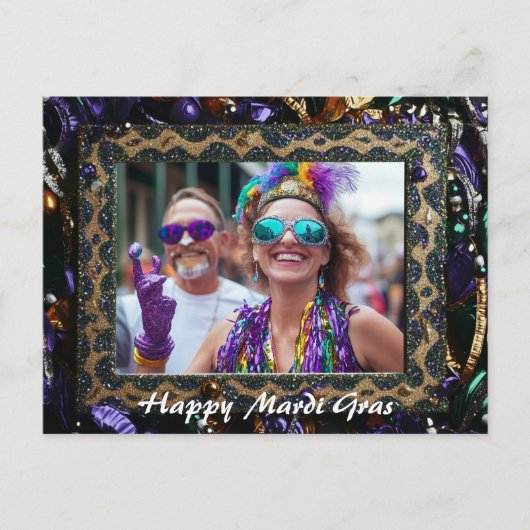 Aangepaste foto💚💜💛 Mardi Gras Magic Briefkaart (Voorkant)