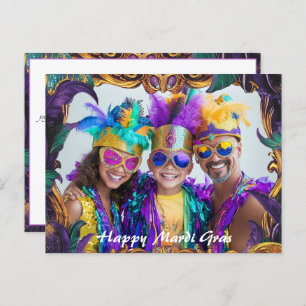 Aangepaste foto💚💜💛 Mardi Gras Magic Briefkaart