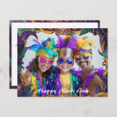 Aangepaste foto💚💜💛 Mardi Gras Magic Briefkaart (Voorkant / Achterkant)