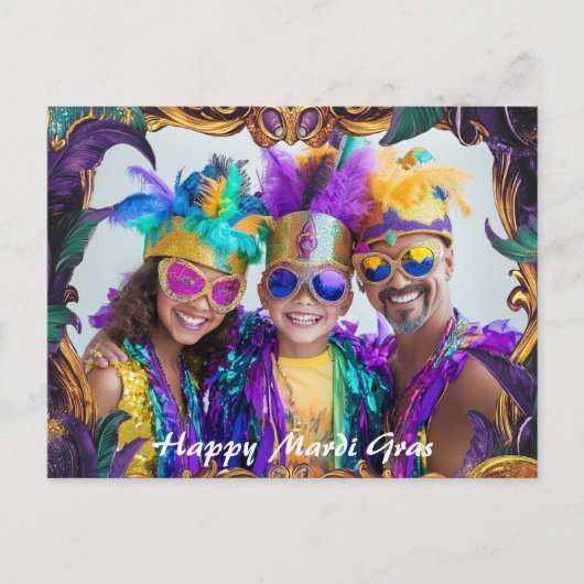 Aangepaste foto💚💜💛 Mardi Gras Magic Briefkaart (Voorkant)