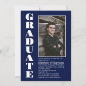 Aangepaste Foto Marine Blauw Afstudeerfeest Kaart (Voorkant)