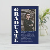 Aangepaste Foto Marine Blauw Afstudeerfeest Kaart (Staand voorkant)