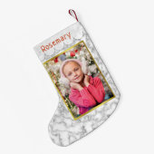 Aangepaste foto | Marmer en Gold met eenvoudige Sj Kleine Kerstsok (Achterkant (Hangend))