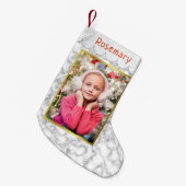 Aangepaste foto | Marmer en Gold met eenvoudige Sj Kleine Kerstsok (Voorkant (Hangend))