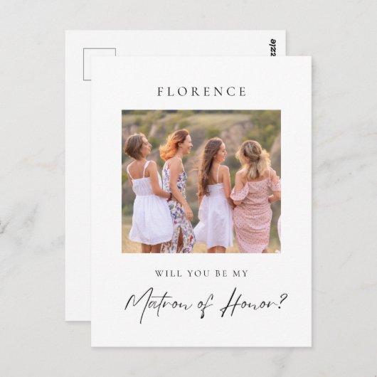 Aangepaste Foto Matron van Eer Voorstel Briefkaart (Voorkant / Achterkant)