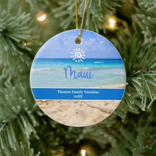 Aangepaste foto Maui-strandornament Keramisch Ornament (Boom)
