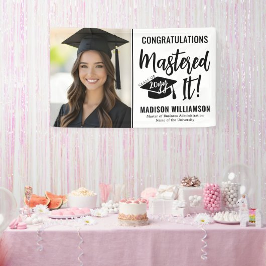 Aangepaste foto Meestersgraad Afstuderen Beheerst Spandoek (Feest)