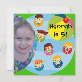 Aangepaste foto Meisje Zwembad Party Zwemmen Verja Kaart