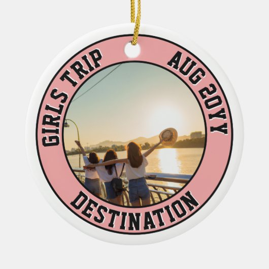 Aangepaste Foto Meisjes Trip Vrienden & Familie Va Keramisch Ornament (Voorkant)