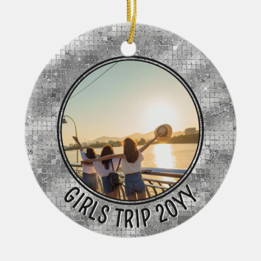 Aangepaste Foto Meisjes Trip Vrienden & Familie Va Keramisch Ornament (Voorkant)