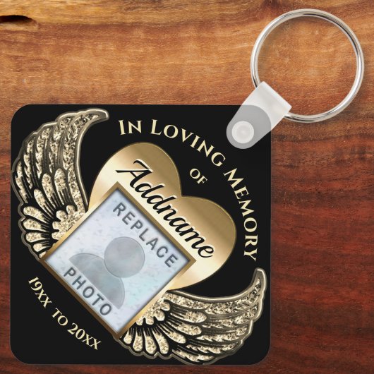 Aangepaste foto-Memorial in Loving Memory Heart Sleutelhanger (Achterkant)