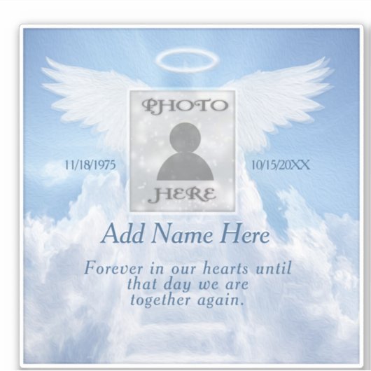 Aangepaste foto-Memorial in Loving Memory Sleutelh Sticker (Voorkant)