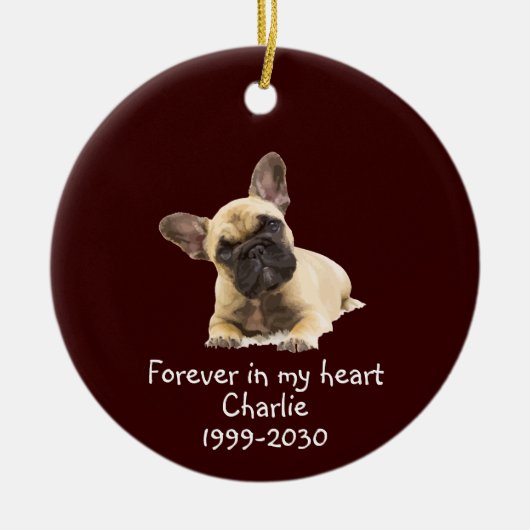 Aangepaste foto Memorial Keepomwille Pet Dog Ceram Keramisch Ornament (Voorkant)