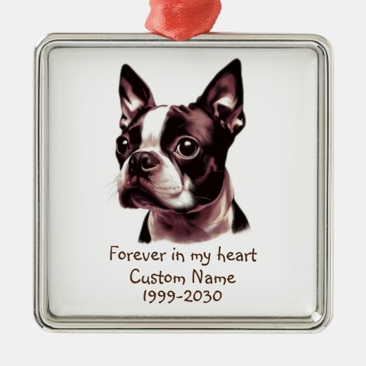Aangepaste foto Memorial Keepomwille Pet Dog Metalen Ornament (Voorkant)