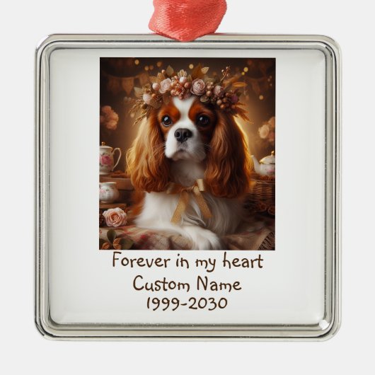 Aangepaste foto Memorial Keepomwille Pet Dog Metalen Ornament (Voorkant)