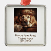Aangepaste foto Memorial Keepomwille Pet Dog Metalen Ornament (Voorkant)