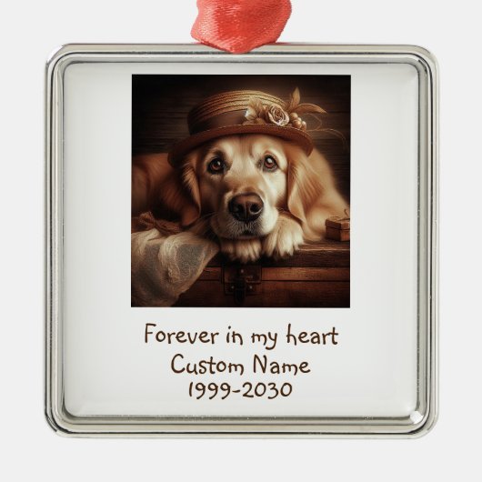 Aangepaste foto Memorial Keepomwille Pet Dog Metalen Ornament (Voorkant)
