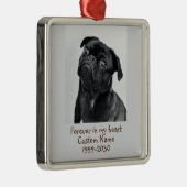 Aangepaste foto Memorial Keepsake Pug Dog Metalen Ornament (Rechts)
