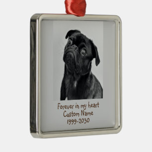 Aangepaste foto Memorial Keepsake Pug Dog Metalen Ornament