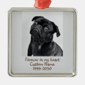 Aangepaste foto Memorial Keepsake Pug Dog Metalen Ornament (Voorkant)