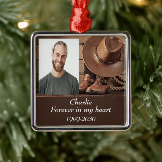 Aangepaste foto Memorial Keepslag voor altijd in m Metalen Ornament (Boom)