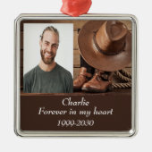 Aangepaste foto Memorial Keepslag voor altijd in m Metalen Ornament (Voorkant)