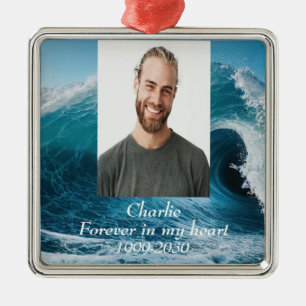 Aangepaste foto Memorial Keepslag voor altijd in m Metalen Ornament