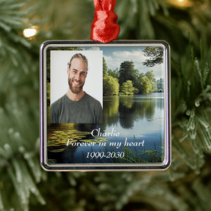 Aangepaste foto Memorial Keepslag voor altijd in m Metalen Ornament