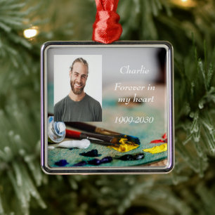 Aangepaste foto Memorial Keepslag voor altijd in m Metalen Ornament