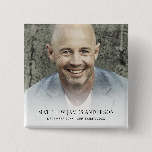 Aangepaste foto Memorial of begrafenis Vierkante Button 5,1 Cm (Voorkant)