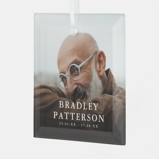 Aangepaste Foto Memorial Tribute Kerstmis Glas Ornament (Voorkant links)