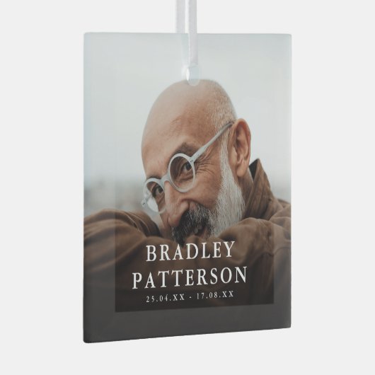 Aangepaste Foto Memorial Tribute Kerstmis Glas Ornament (Voorkant Rechts)