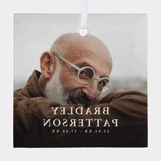 Aangepaste Foto Memorial Tribute Kerstmis Glas Ornament (Achterkant)