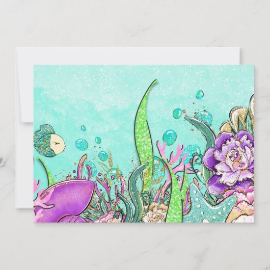 Aangepaste foto Mermaid 1e verjaardag Uitnodiging (Achterkant)