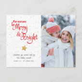 Aangepaste foto Merry BrightScript Gold Star Rusti Feestdagenkaart (Voorkant)