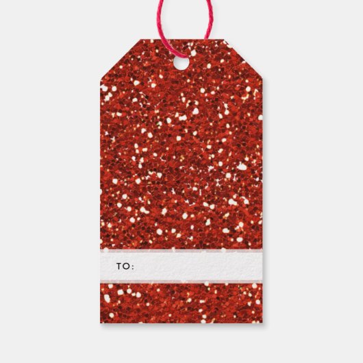 Aangepaste foto Merry Christmas Red Glitter Cadeaulabel (Achterkant)