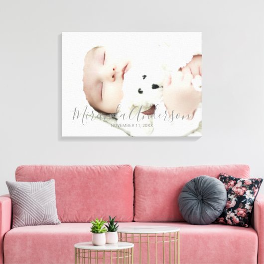 Aangepaste foto met aangepaste naam en tekst canvas afdruk (Insitu (Woonkamer))