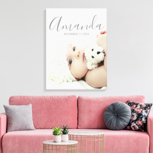 Aangepaste foto met aangepaste naam en tekst canvas afdruk (Insitu (Woonkamer))