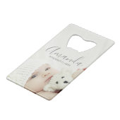 Aangepaste foto met aangepaste naam en tekst creditkaart flessenopener (Voorkant Gekanteld)