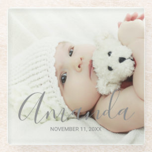 Aangepaste foto met aangepaste naam en tekst glazen onderzetter