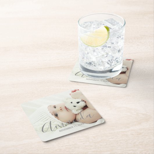 Aangepaste foto met aangepaste naam en tekst kartonnen onderzetters (Insitu)