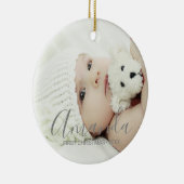 Aangepaste foto met aangepaste naam en tekst keramisch ornament (Rechts)