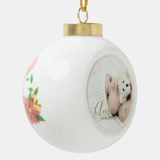 Aangepaste foto met aangepaste naam en tekst keramische bal ornament (Links)