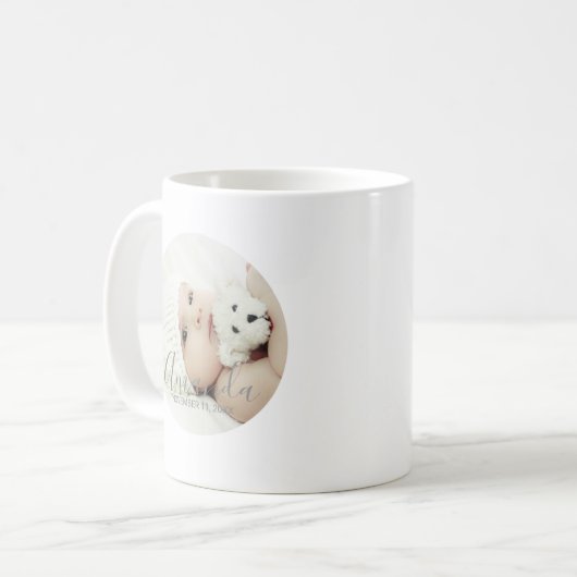 Aangepaste foto met aangepaste naam en tekst koffiemok (Voorkant links)