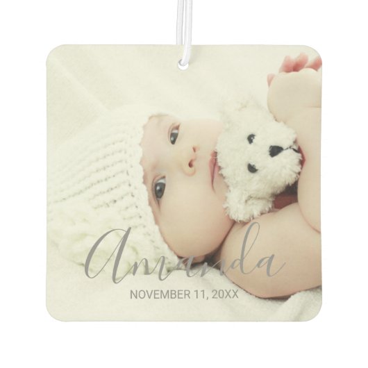 Aangepaste foto met aangepaste naam en tekst luchtverfrisser (Achterkant)