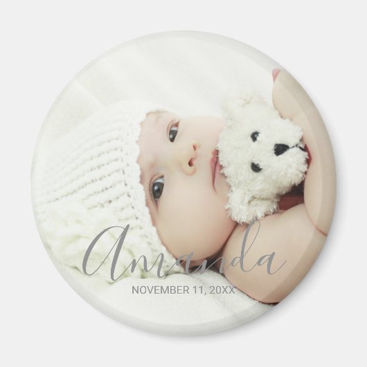 Aangepaste foto met aangepaste naam en tekst magneet (Voorkant)