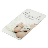 Aangepaste foto met aangepaste naam en tekst magneet (Linkerzijde)